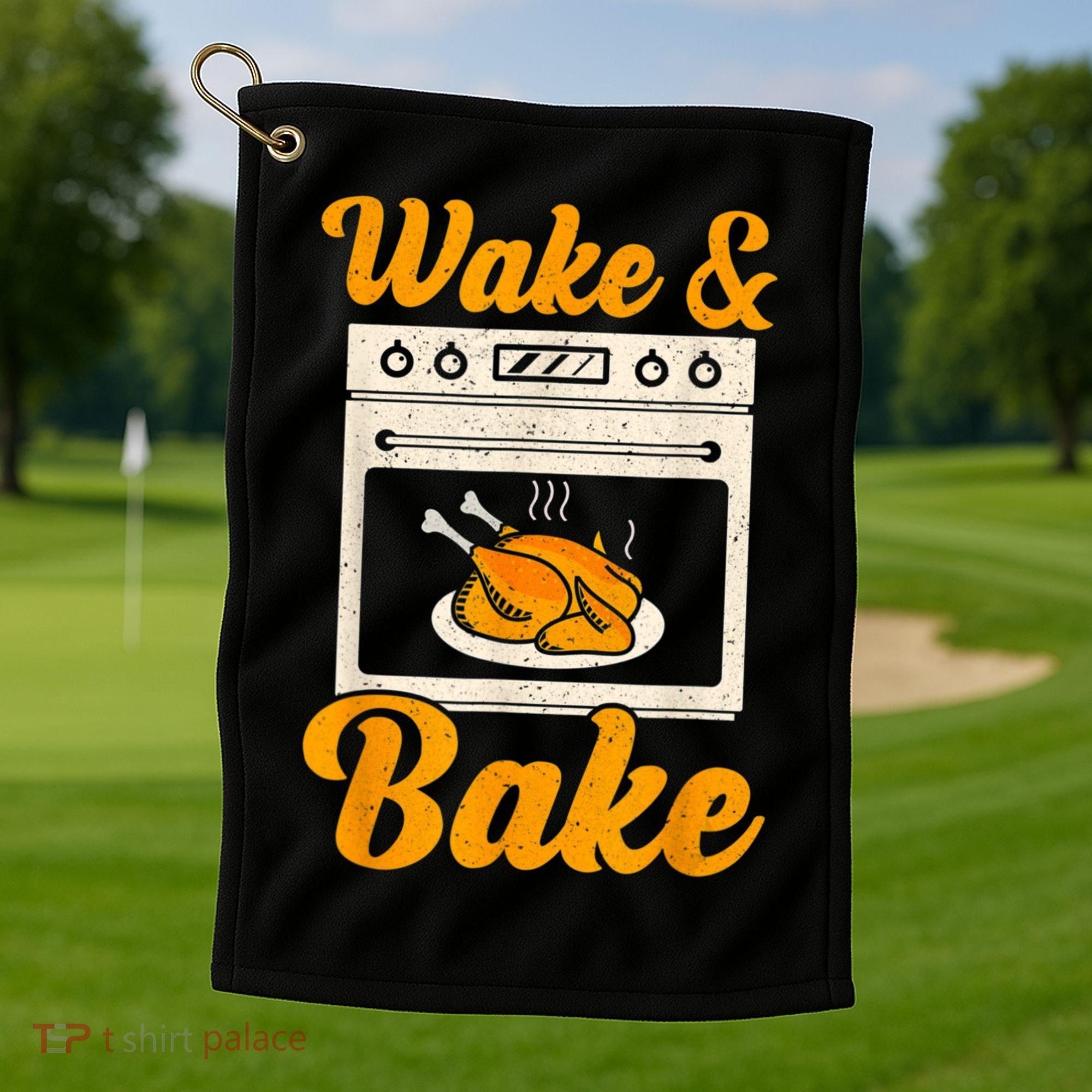 Wake Bake Turkey Feast Meal Dinner Chef Thanksgiving Golf Towel