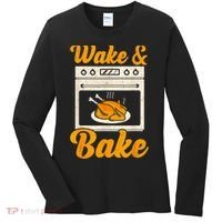 Wake Bake Turkey Feast Meal Dinner Chef Thanksgiving Women's Long Sleeve Shirt thumb 0