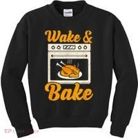 Wake Bake Turkey Feast Meal Dinner Chef Thanksgiving Kids Sweatshirt thumb 0