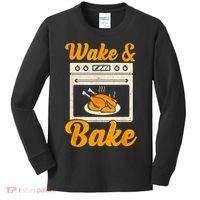 Wake Bake Turkey Feast Meal Dinner Chef Thanksgiving Kids Long Sleeve Shirt thumb 0