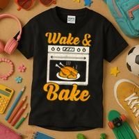 Wake Bake Turkey Feast Meal Dinner Chef Thanksgiving Kids T-Shirt thumb 3