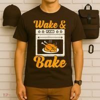 Wake Bake Turkey Feast Meal Dinner Chef Thanksgiving T-Shirt thumb 6