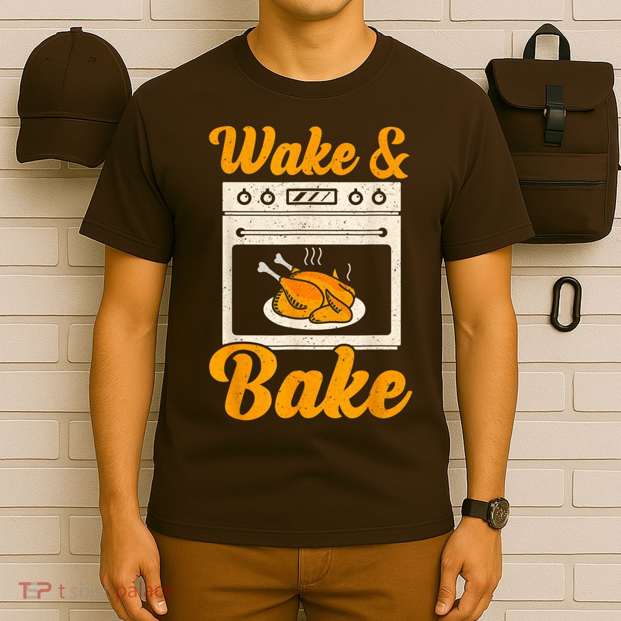 Wake Bake Turkey Feast Meal Dinner Chef Thanksgiving T-Shirt