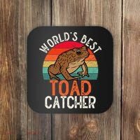 Worlds Best Toad Catcher Funny Amphibian Toad Coaster thumb 0