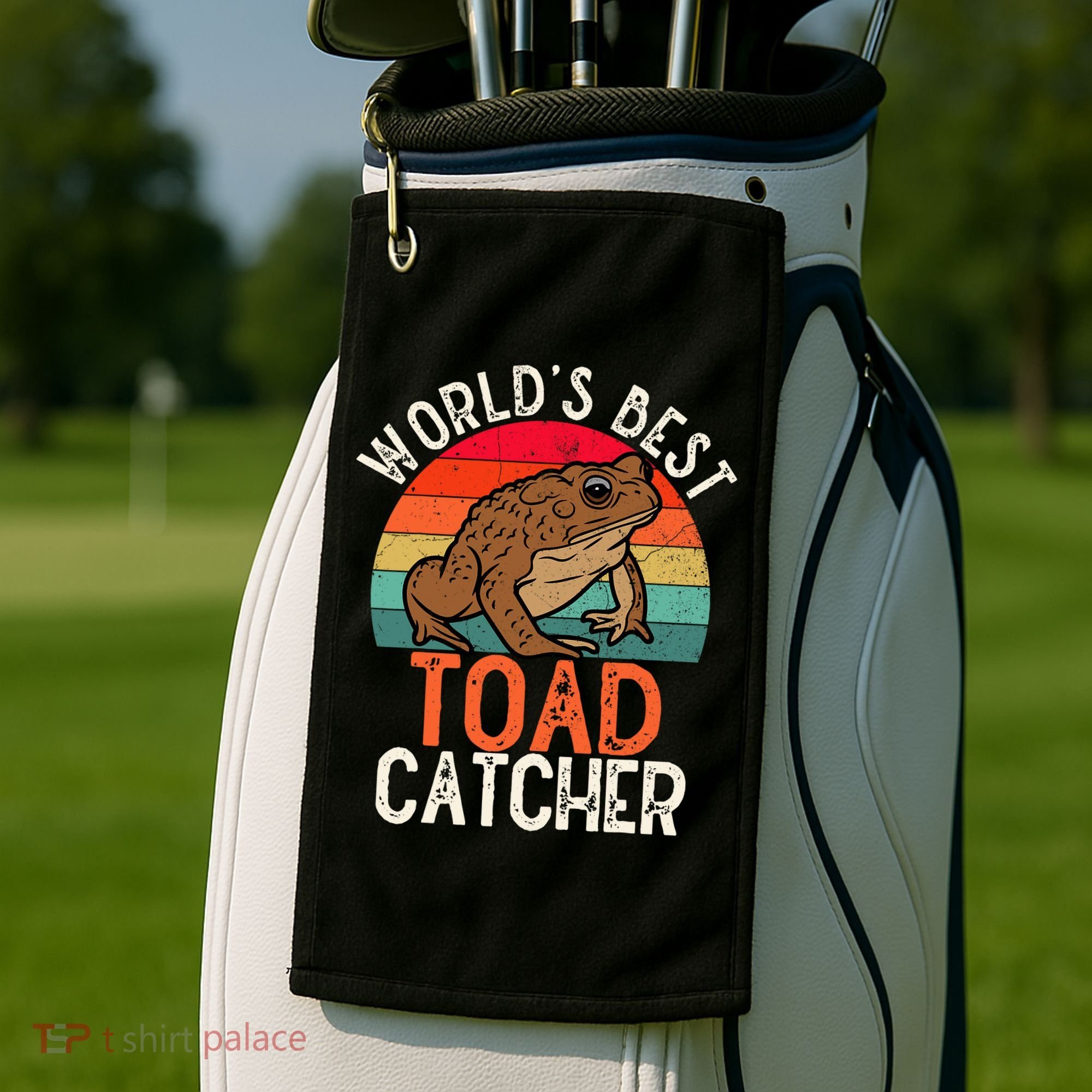 Worlds Best Toad Catcher Funny Amphibian Toad Golf Towel