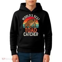 Worlds Best Toad Catcher Funny Amphibian Toad Kids Hoodie thumb 4