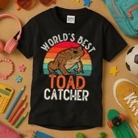 Worlds Best Toad Catcher Funny Amphibian Toad Kids T-Shirt thumb 3