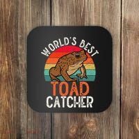 Worlds Best Toad Catcher Funny Amphibian Toad Coaster thumb 0