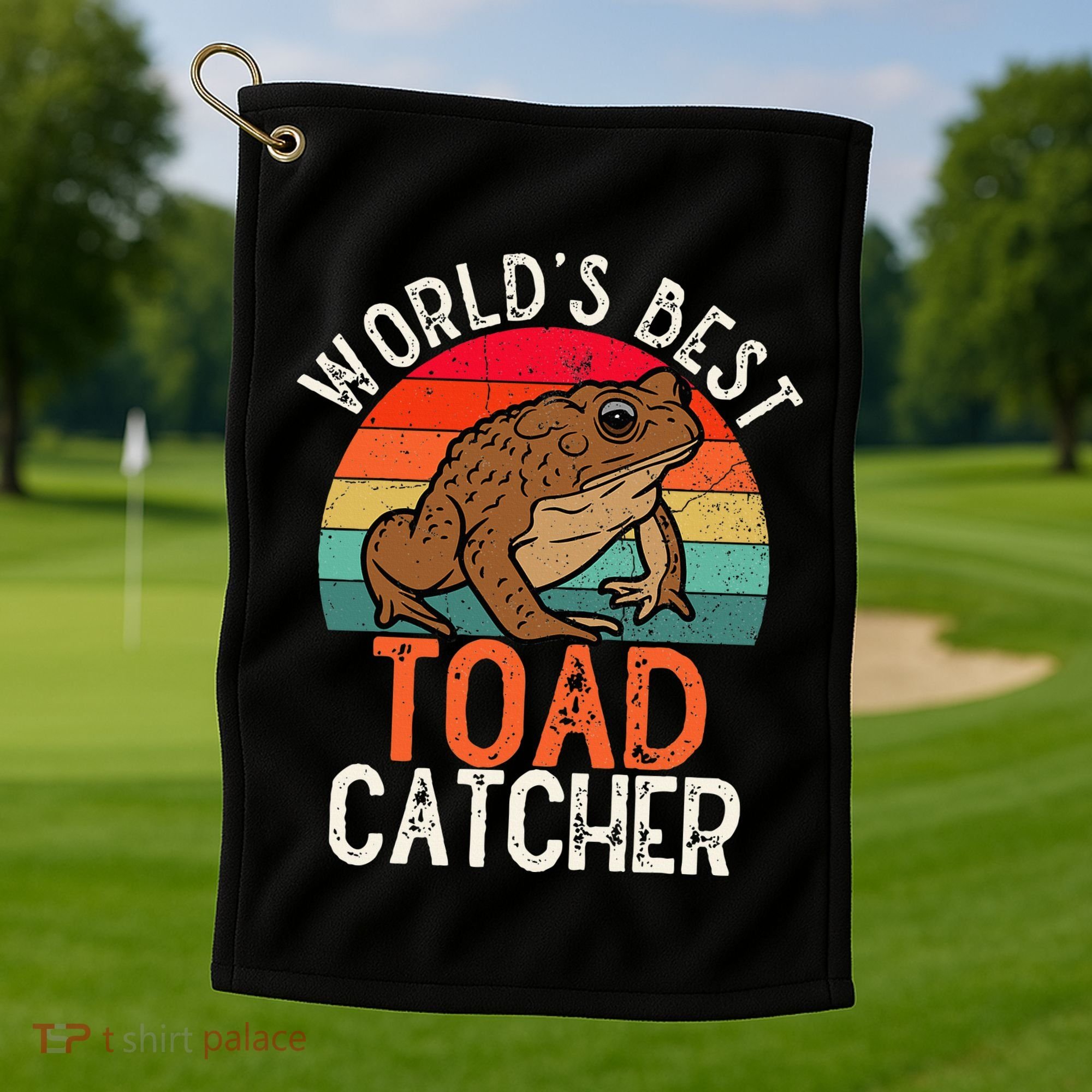 Worlds Best Toad Catcher Funny Amphibian Toad Golf Towel