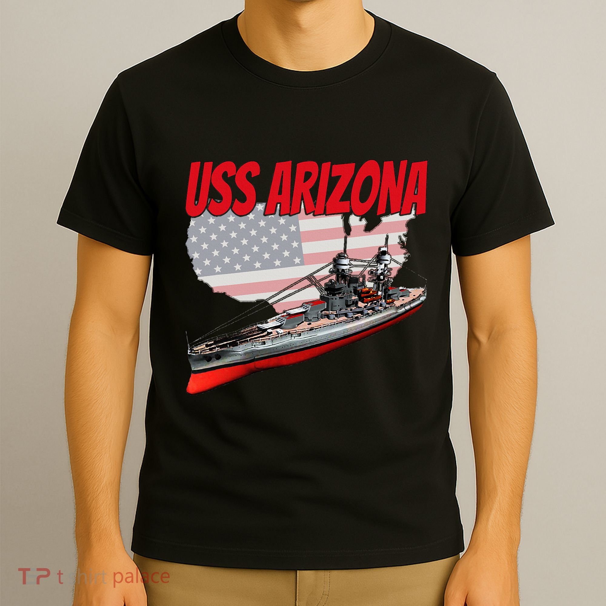 Ww2 Battleship Uss Arizona Bb 39 World War 2 Ship Model T-Shirt