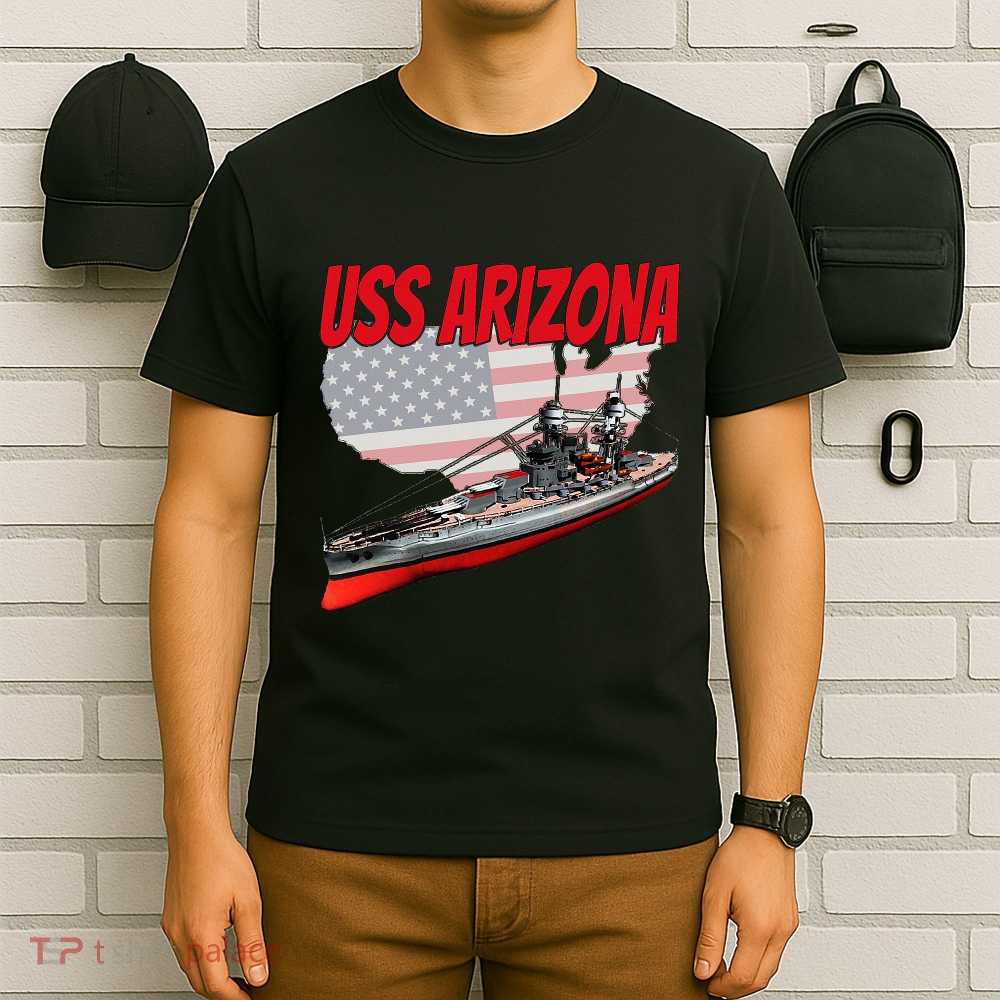Ww2 Battleship Uss Arizona Bb 39 World War 2 Ship Model T-Shirt