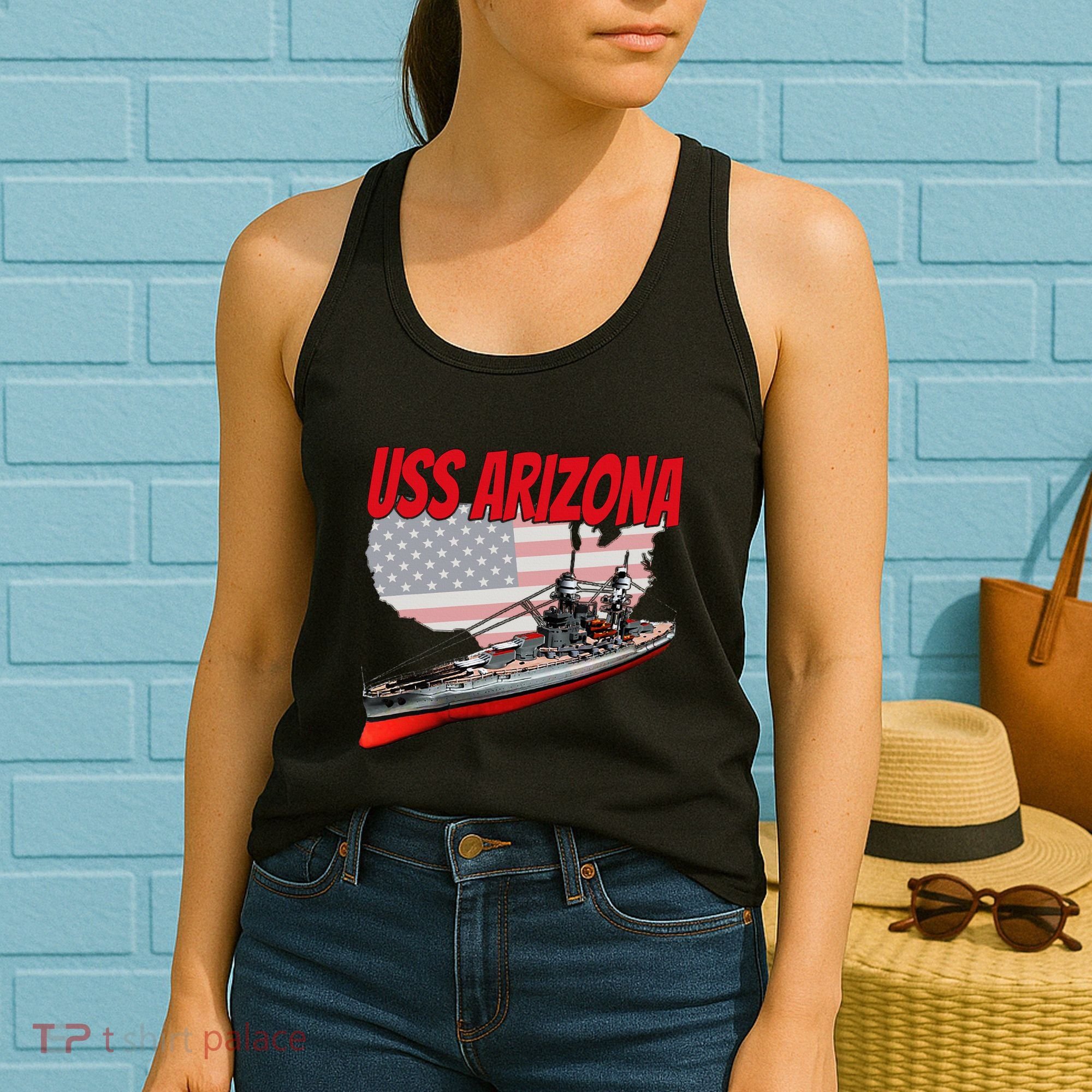 Ww2 Battleship Uss Arizona Bb 39 World War 2 Ship Model Women's Tank Top