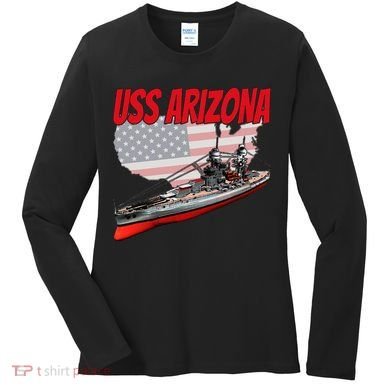 Ww2 Battleship Uss Arizona Bb 39 World War 2 Ship Model Women's Long Sleeve Shirt