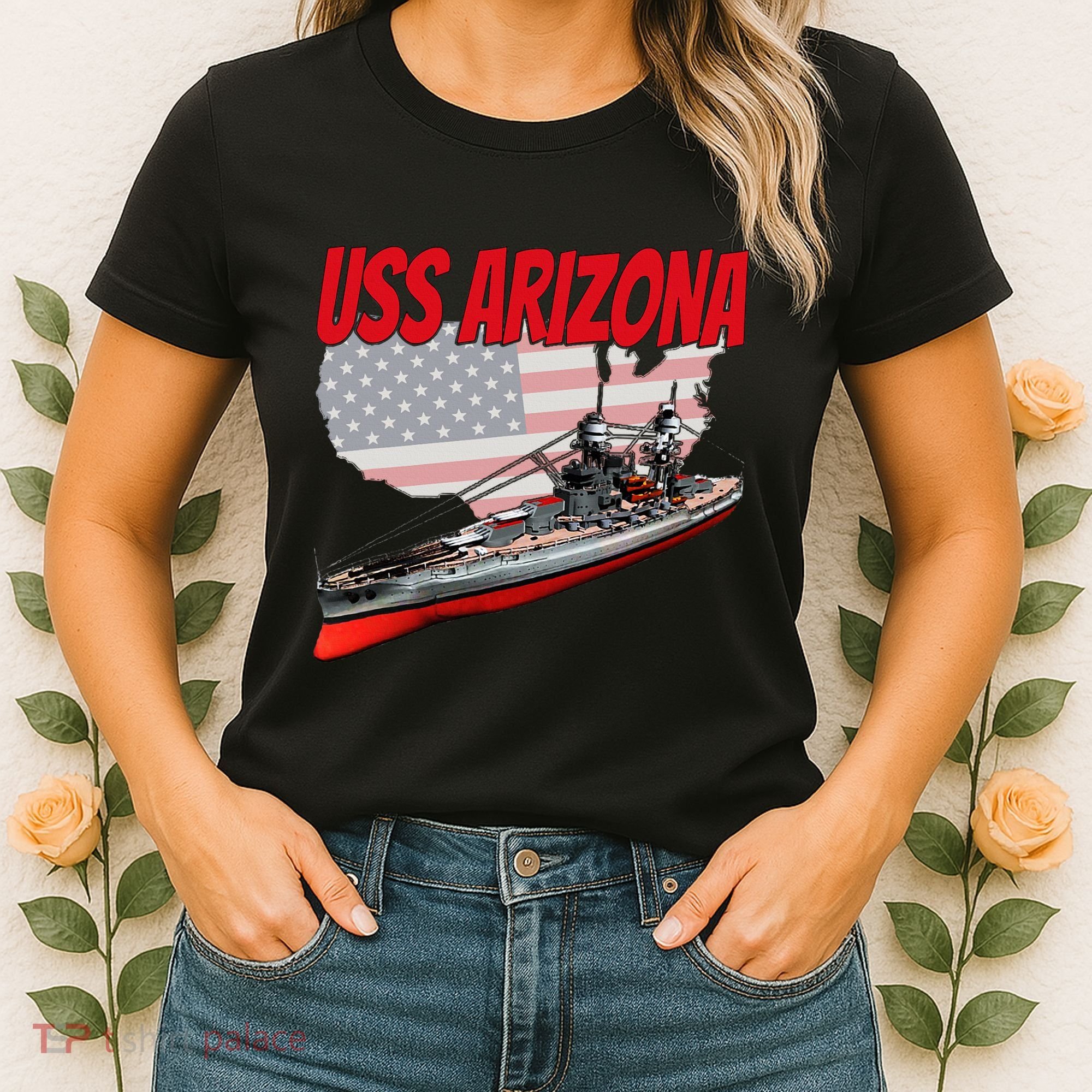 Ww2 Battleship Uss Arizona Bb 39 World War 2 Ship Model Women's T-Shirt