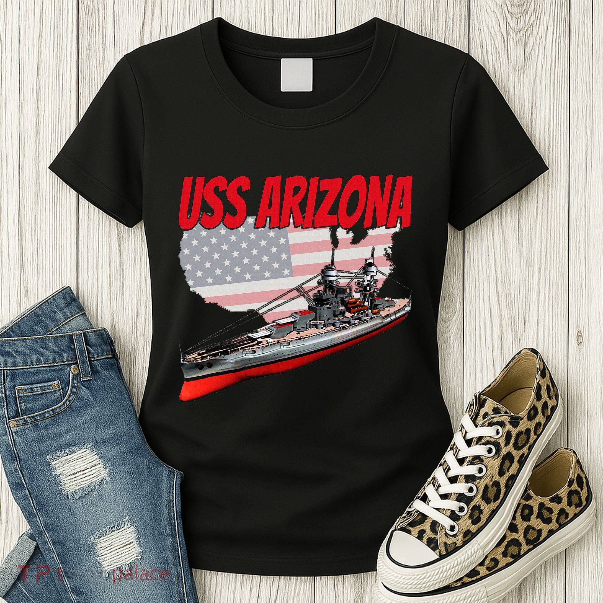 Ww2 Battleship Uss Arizona Bb 39 World War 2 Ship Model Women's T-Shirt