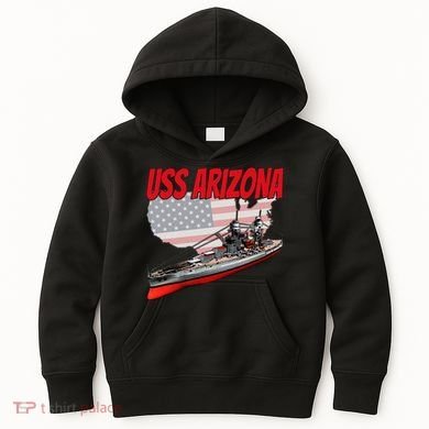 Ww2 Battleship Uss Arizona Bb 39 World War 2 Ship Model Kids Hoodie