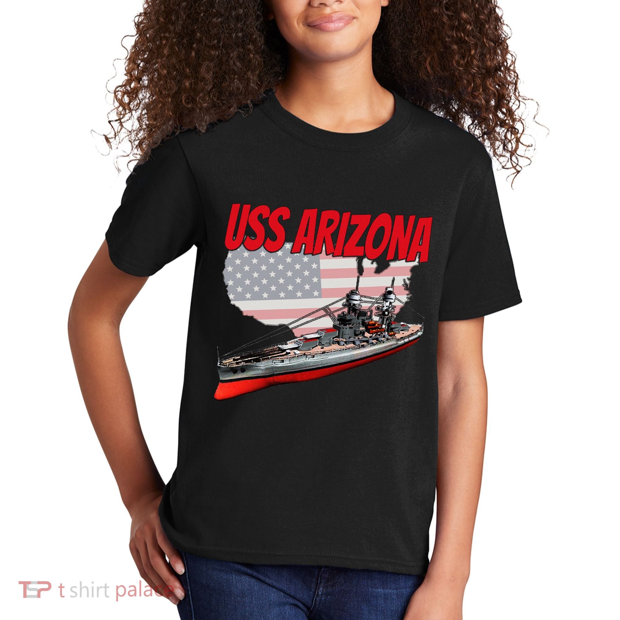 Ww2 Battleship Uss Arizona Bb 39 World War 2 Ship Model Kids T-Shirt