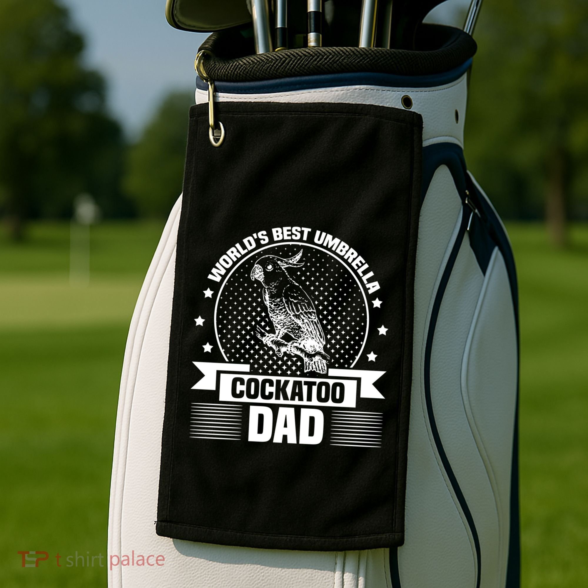 WorldS Best Umbrella Cockatoo Dad Bird Lover Fathers Day Gift Golf Towel