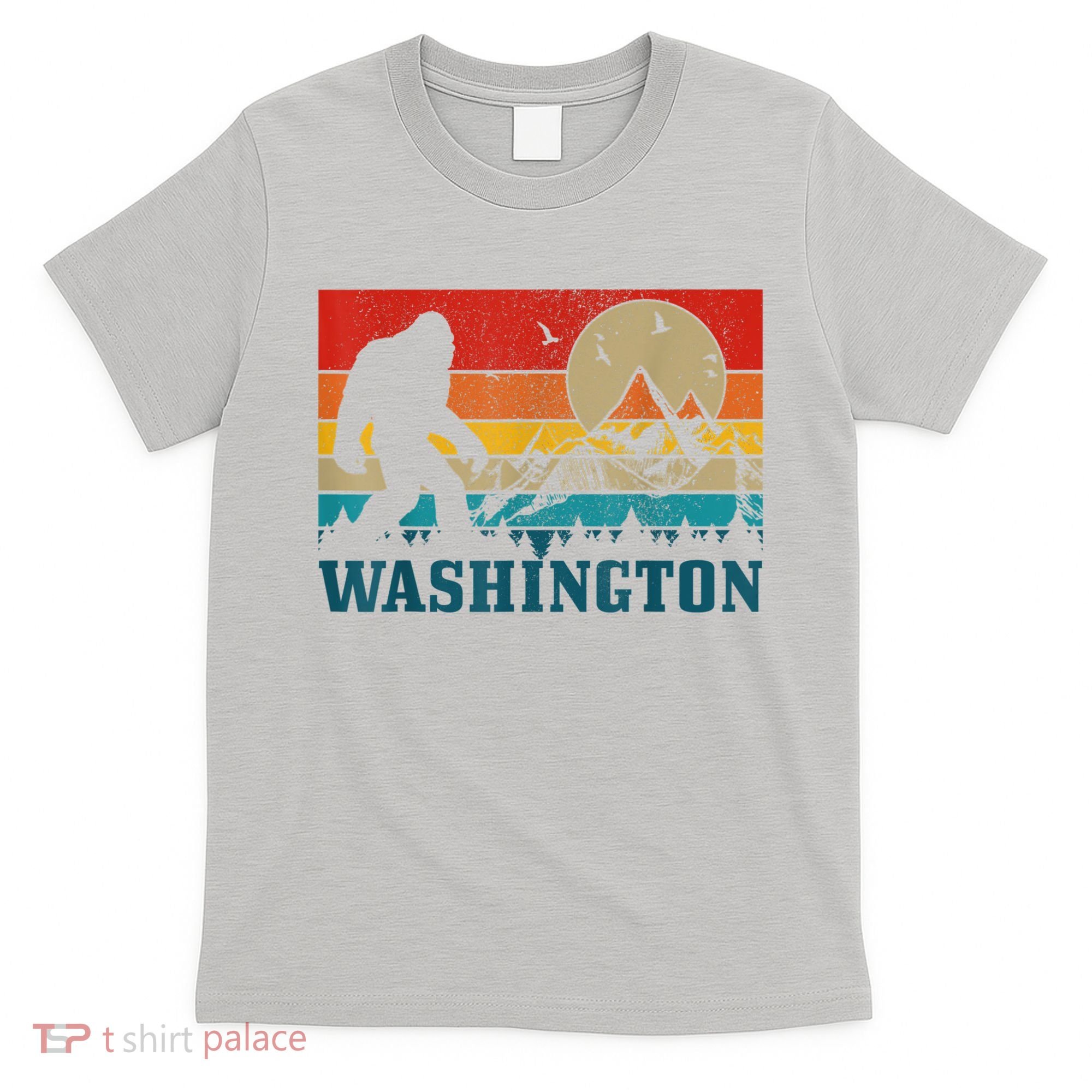 Washington Bigfoot Vintage Mountains Hiking Hunter T-Shirt