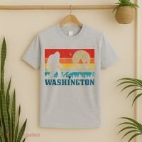 Washington Bigfoot Vintage Mountains Hiking Hunter T-Shirt thumb 2