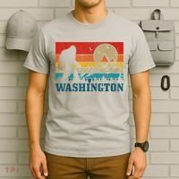 Washington Bigfoot Vintage Mountains Hiking Hunter T-Shirt thumb 6