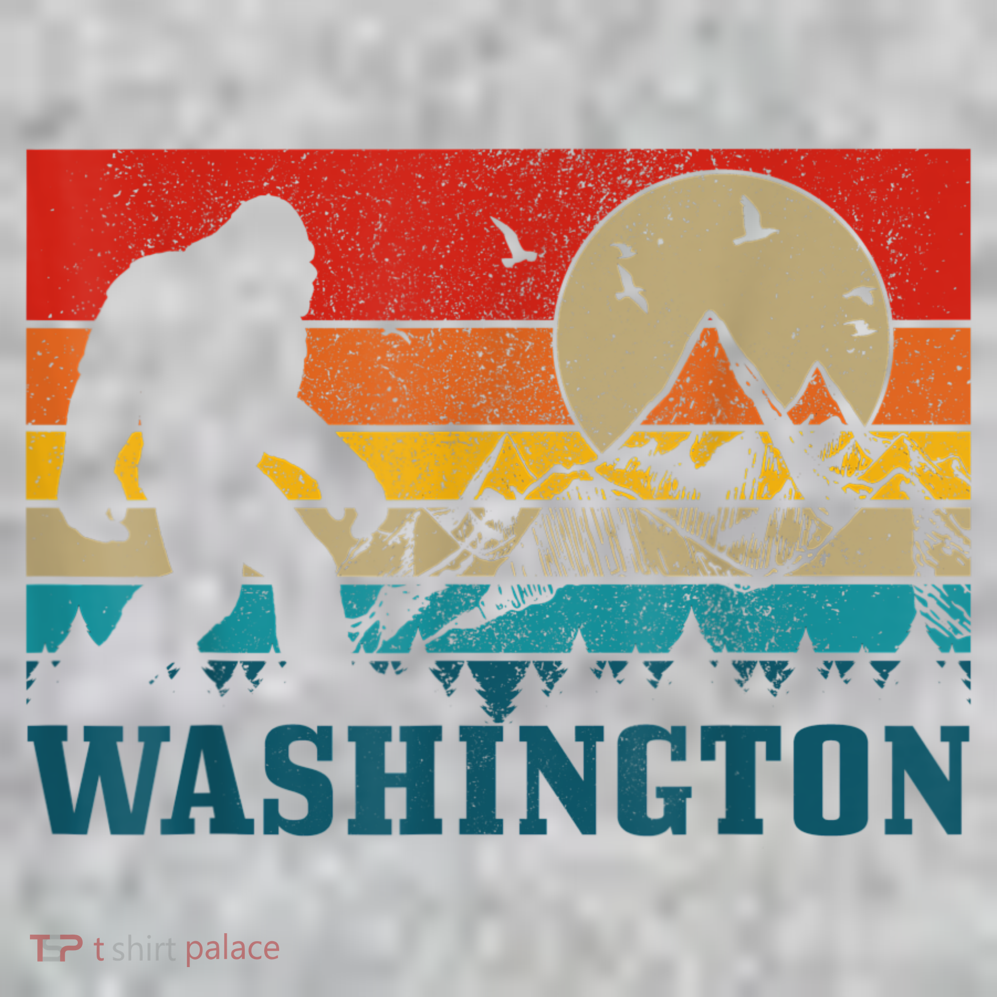 Washington Bigfoot Vintage Mountains Hiking Hunter T-Shirt