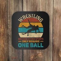 Wrestling Boy Wrestle Retro Wrestler Funny Wrestling Coaster thumb 0