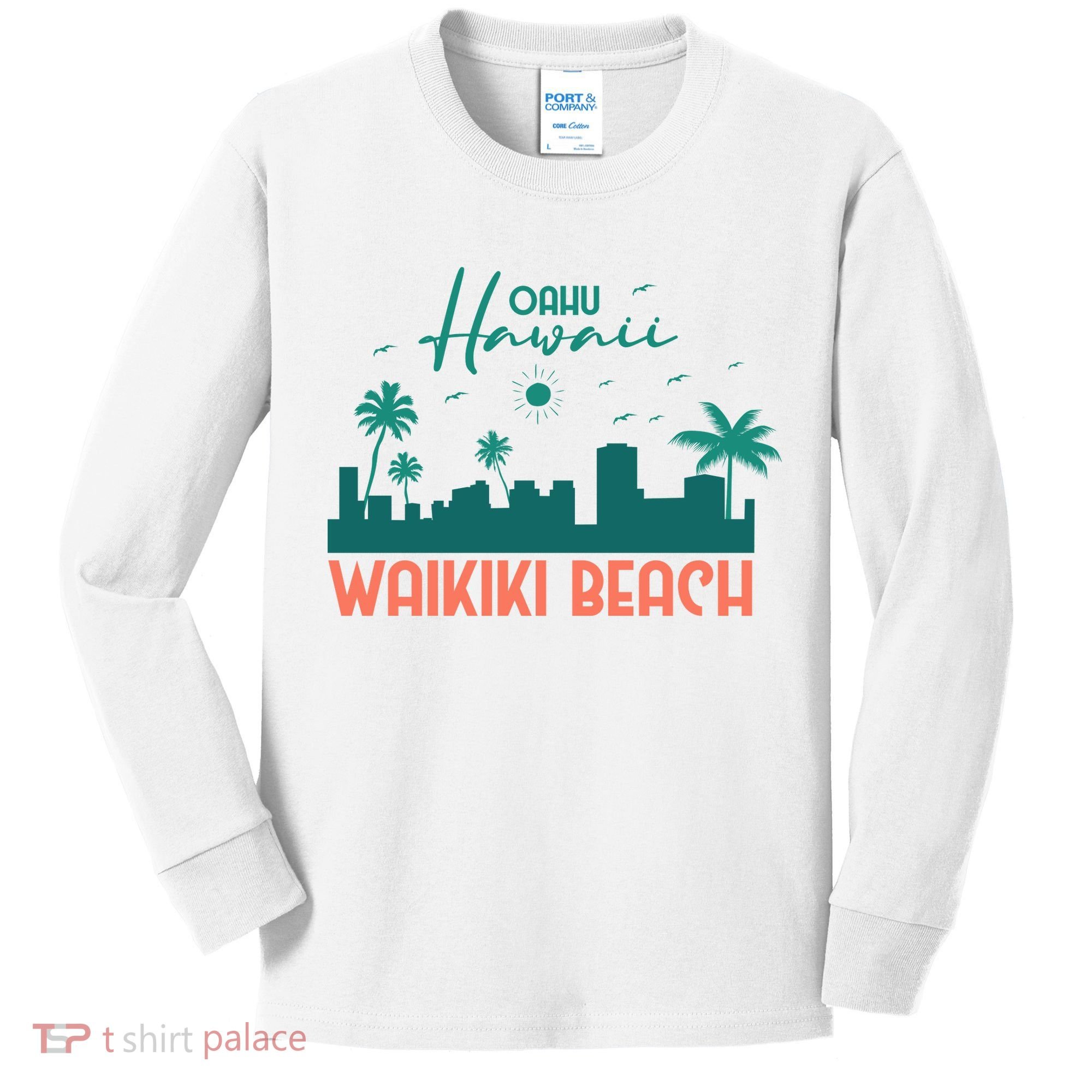 Waikiki Beach Kids Long Sleeve Shirt
