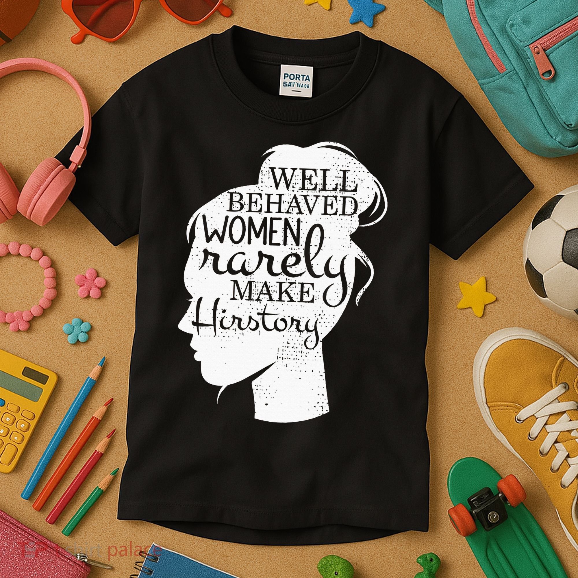 Well Behaved Women Rarely Make History Feminist Kids T-Shirt