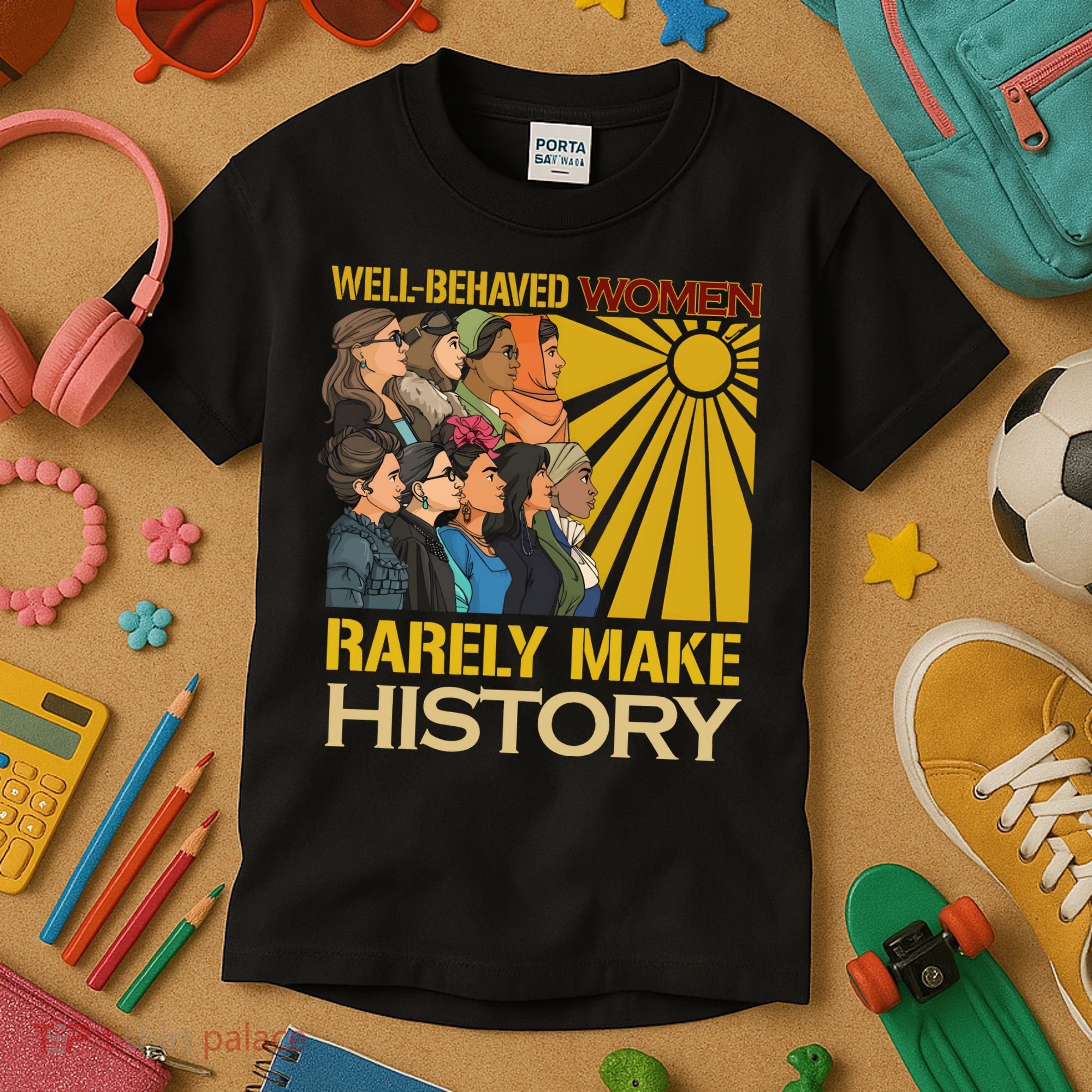 Well Behaved Women Rarely Make History Strong Women Kids T-Shirt