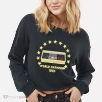 World Champion 1985 Retro Gaming Controller Gift Cropped Pullover Crew thumb 2
