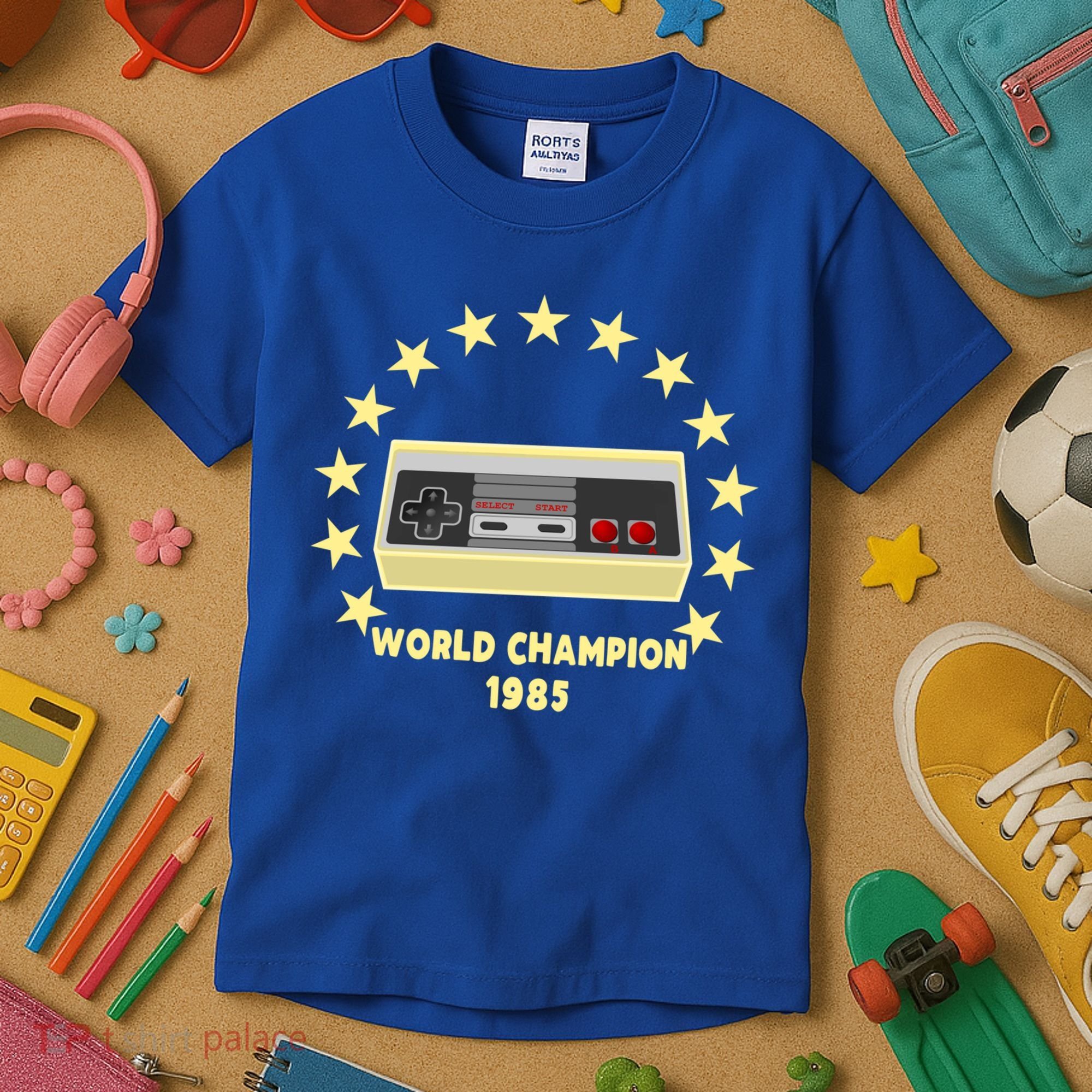 World Champion 1985 Retro Gaming Controller Gift Kids T-Shirt