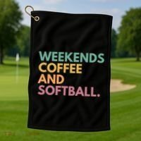 Weekends Coffee And Softball Softball Mama Meaningful Gift Golf Towel thumb 1