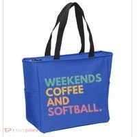 Weekends Coffee And Softball Softball Mama Meaningful Gift Tote Bag thumb 2