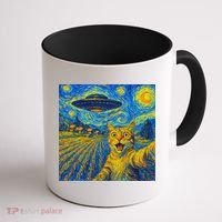 Whimsical Cat Alien Invasion Alien Cat Lovers Coffee Mug thumb 1