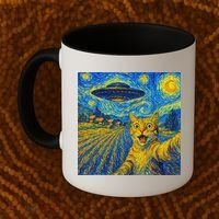 Whimsical Cat Alien Invasion Alien Cat Lovers Coffee Mug thumb 2
