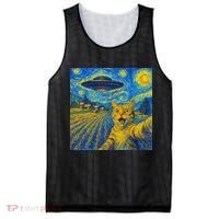 Whimsical Cat Alien Invasion Alien Cat Lovers Mesh Reversible Basketball Jersey Tank thumb 0