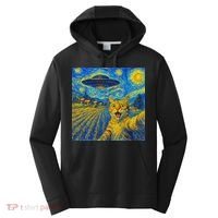 Whimsical Cat Alien Invasion Alien Cat Lovers Performance Fleece Hoodie thumb 0