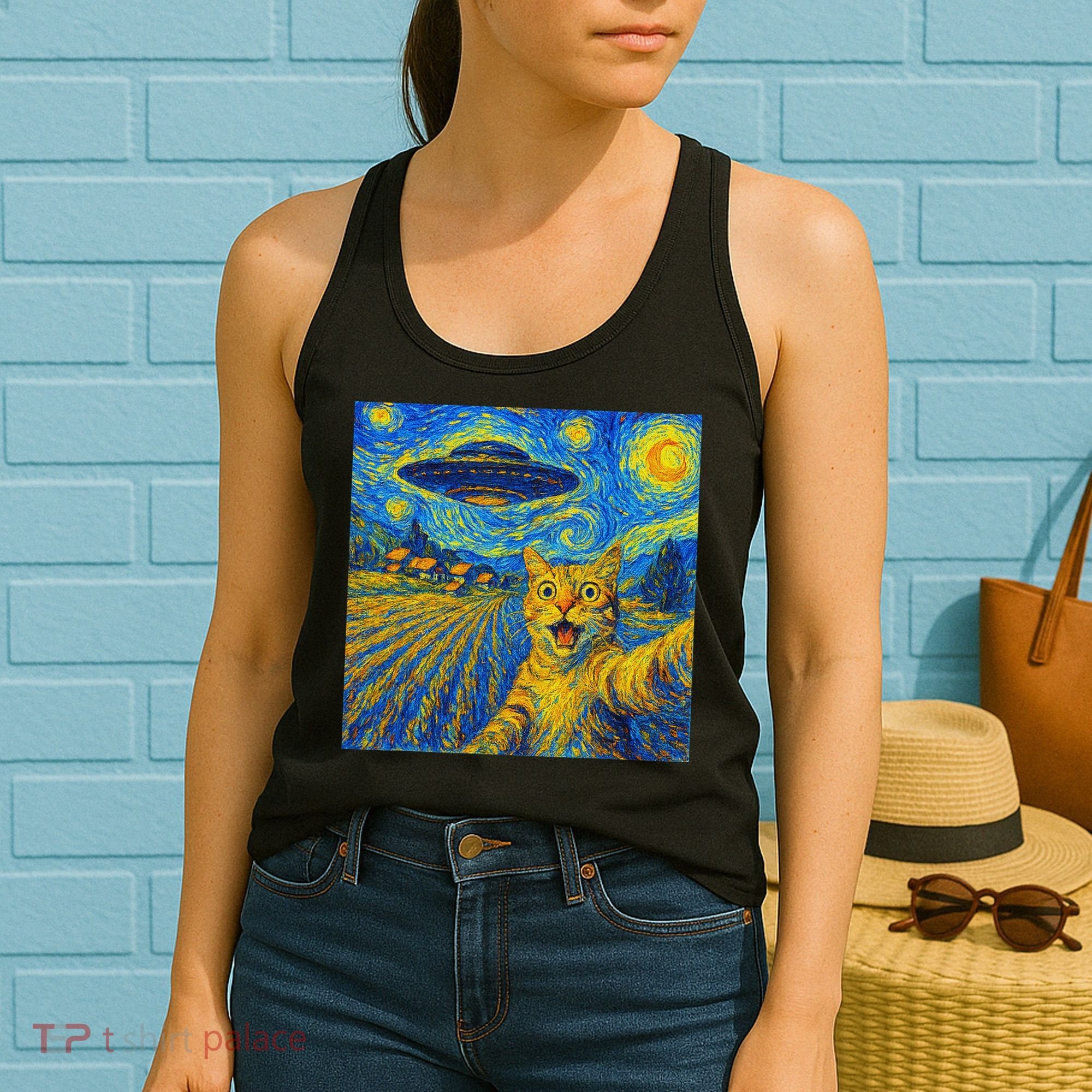 Whimsical Cat Alien Invasion Alien Cat Lovers Women's Tank Top