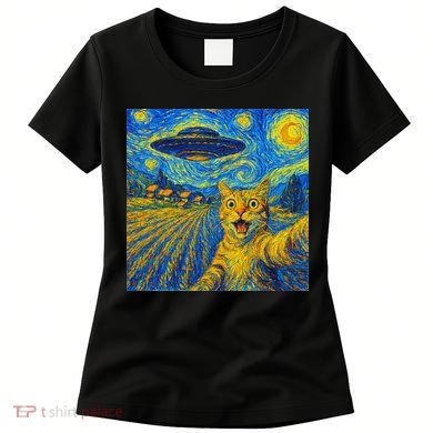 Whimsical Cat Alien Invasion Alien Cat Lovers Women's T-Shirt