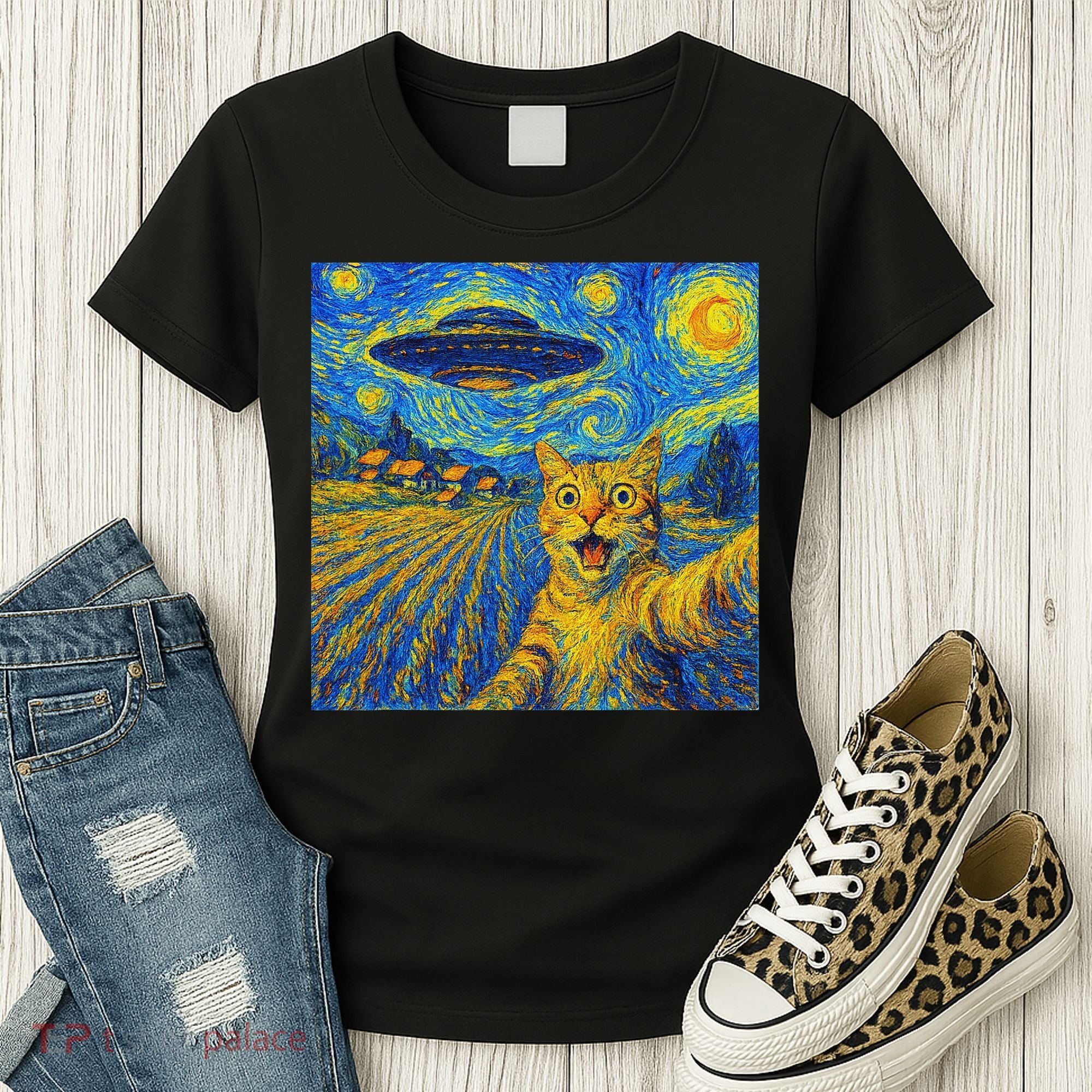 Whimsical Cat Alien Invasion Alien Cat Lovers Women's T-Shirt
