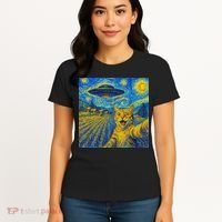 Whimsical Cat Alien Invasion Alien Cat Lovers Women's T-Shirt thumb 4