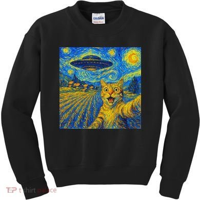 Whimsical Cat Alien Invasion Alien Cat Lovers Kids Sweatshirt