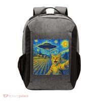Whimsical Cat Alien Invasion Alien Cat Lovers Vector Backpack thumb 0