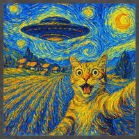 Whimsical Cat Alien Invasion Alien Cat Lovers Vector Backpack thumb 2