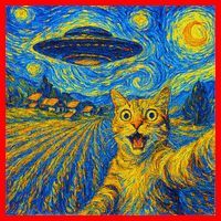 Whimsical Cat Alien Invasion Alien Cat Lovers Santa Hat thumb 1