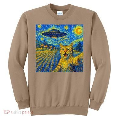Whimsical Cat Alien Invasion Alien Cat Lovers Sweatshirt