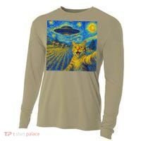 Whimsical Cat Alien Invasion Alien Cat Lovers Cooling Performance Long Sleeve Crew thumb 0