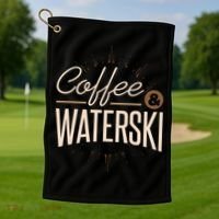 Waterskiing Coffee And Waterski Water Skiing Ski Gift Golf Towel thumb 1