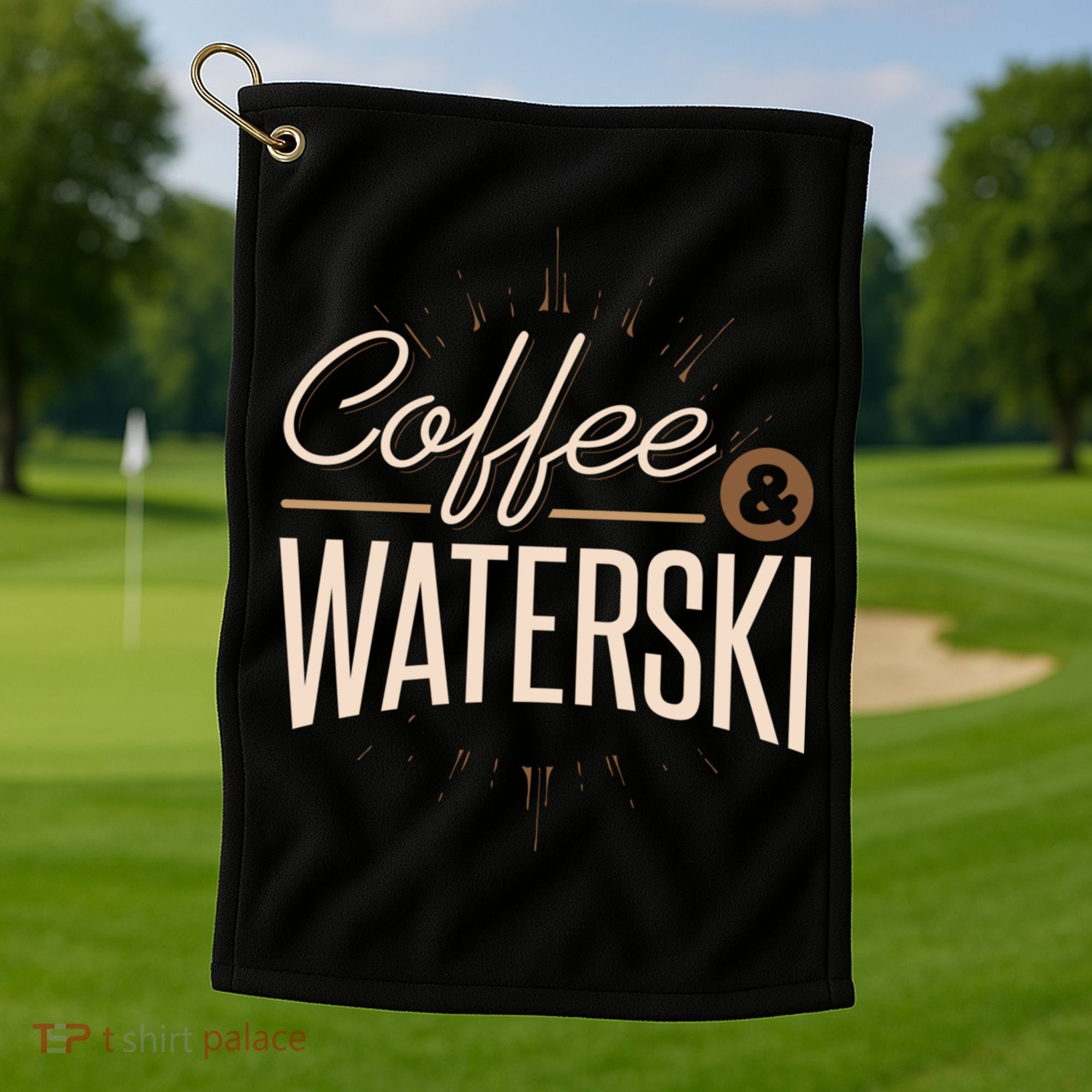 Waterskiing Coffee And Waterski Water Skiing Ski Gift Golf Towel